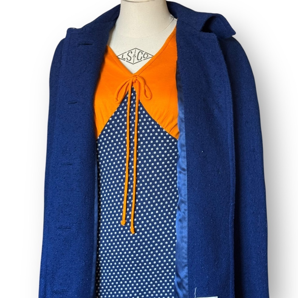 Vintage Blue Wool Coat 1960s Mod Swing Women’s Medium 38” Bust Weatherbee Jacket - Picture 7 of 16